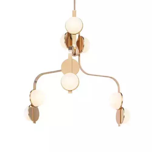 Script gold chandelier with balls hanging from it 3D model