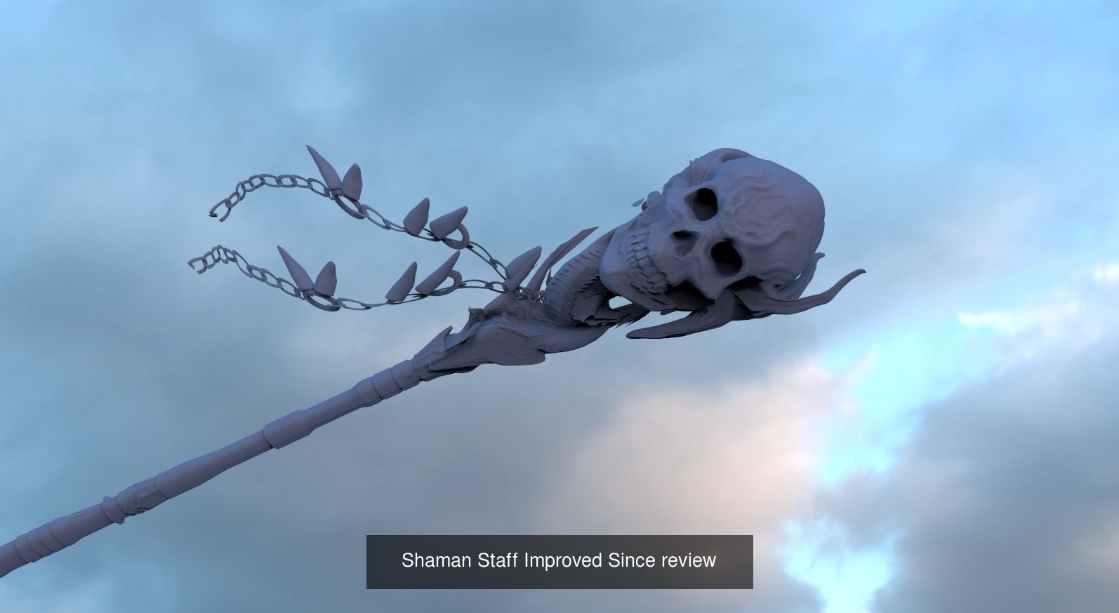 Staff Collection skull with chains hanging from it _1