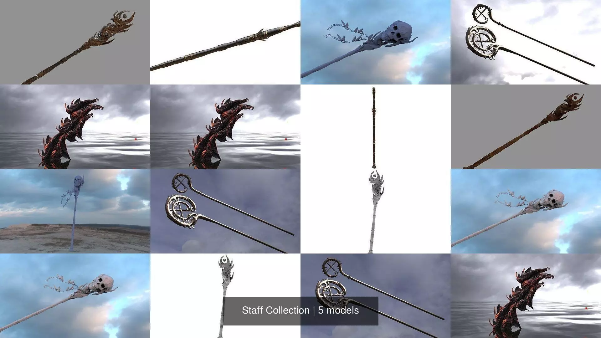 Staff Collection skull with chains hanging from it _0