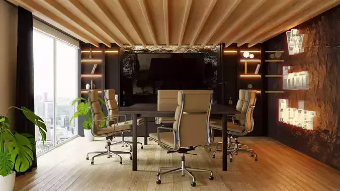 Photorealistic office in native blend file by-VIZFROMBLENDER