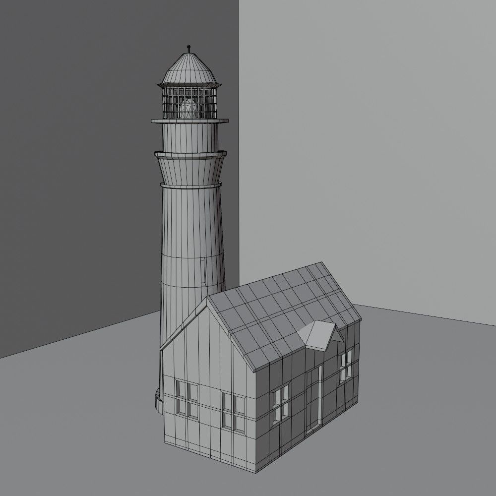 Lighthouse house with roof 3D model_18