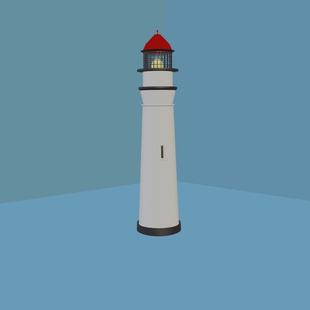 Lighthouse house with roof 3D model_13