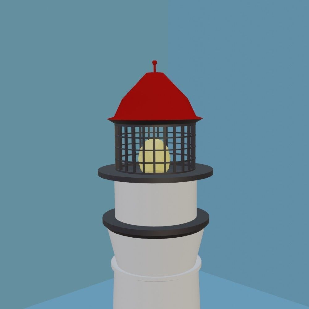 Lighthouse house with roof 3D model_10