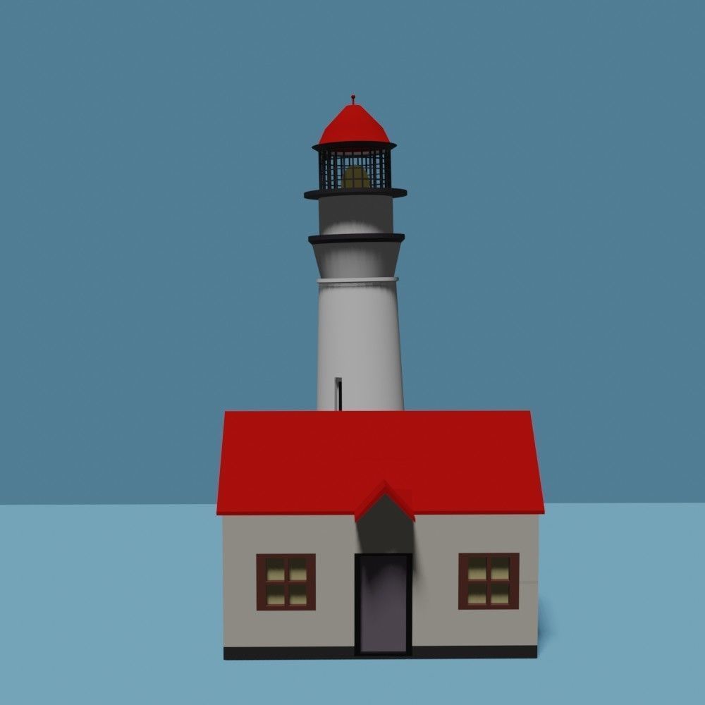 Lighthouse house with roof 3D model_5