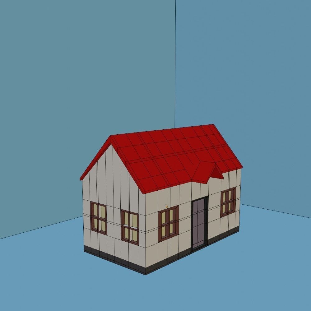 Lighthouse house with roof 3D model_15