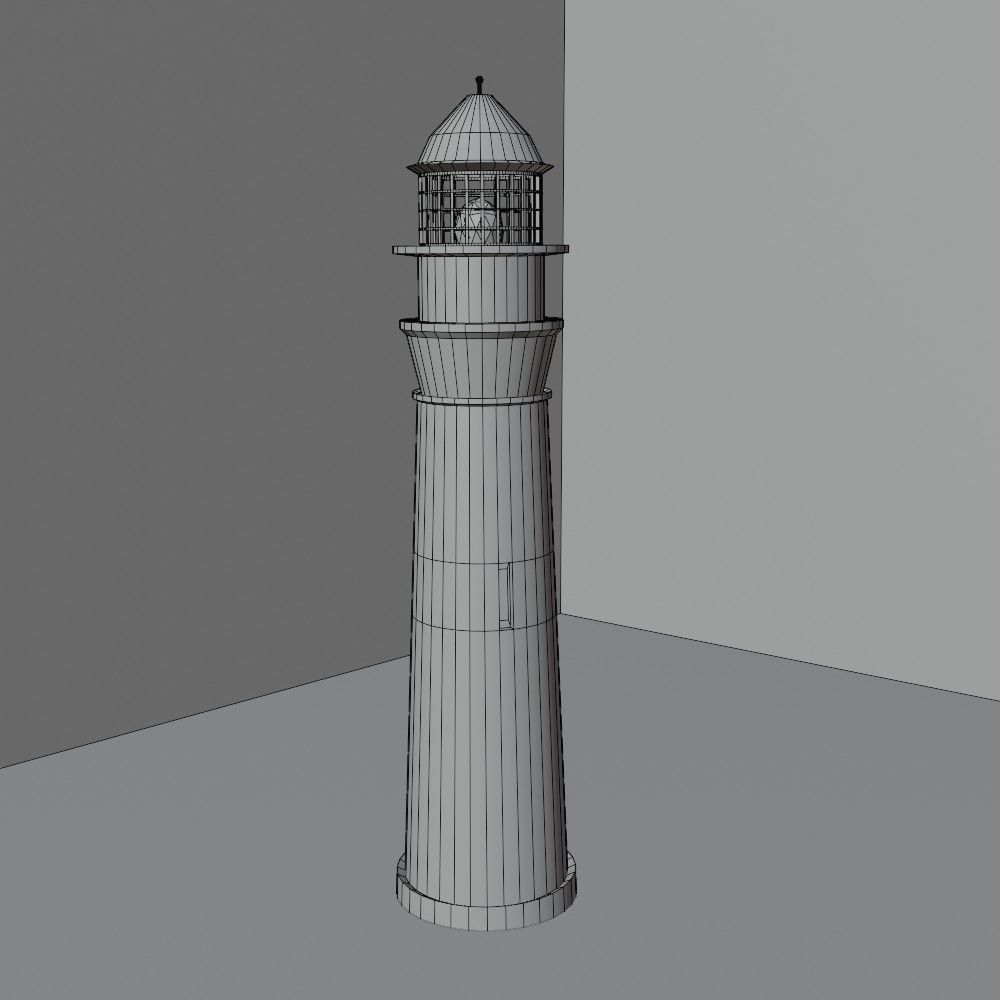 Lighthouse house with roof 3D model_14