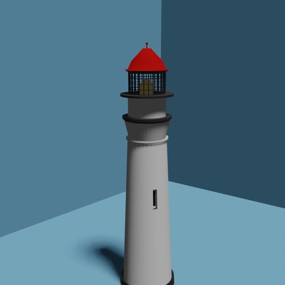 Lighthouse house with roof 3D model_3