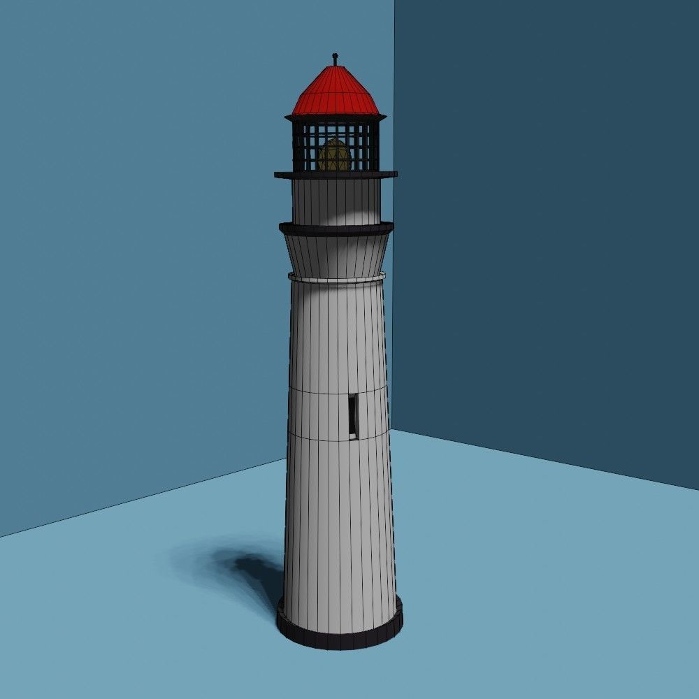 Lighthouse house with roof 3D model_12