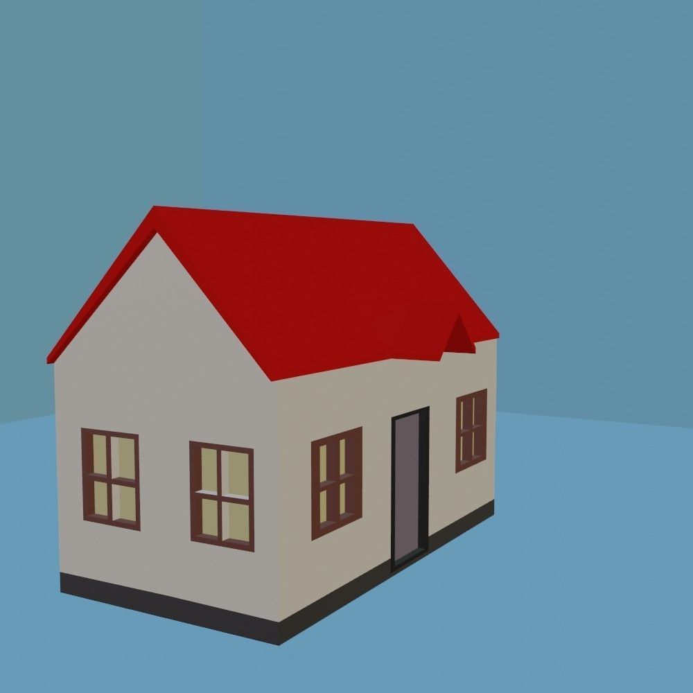 Lighthouse house with roof 3D model_6