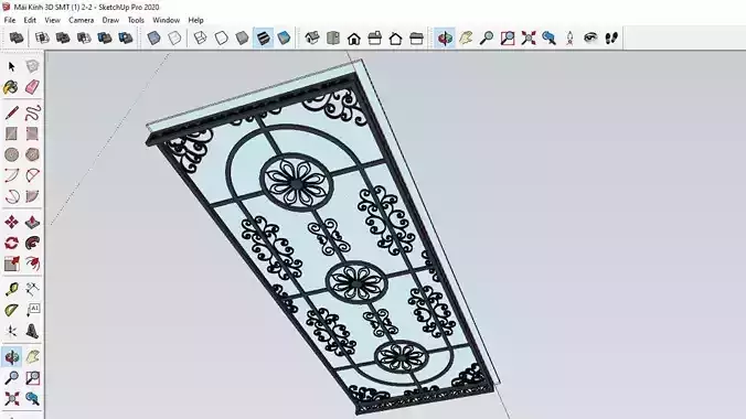 Iron Glass Roof Art Mounted Villa Facade 3D model