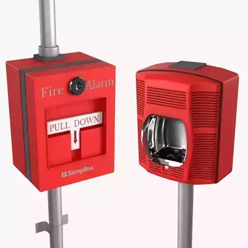 Fire Alarm Set Low-poly 3D model