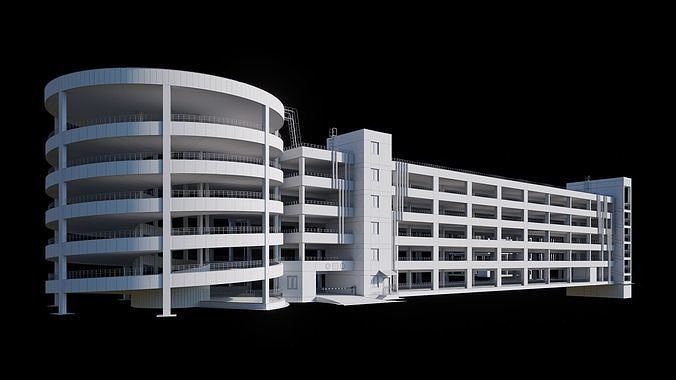 Multistorey car parking building 3D model 2