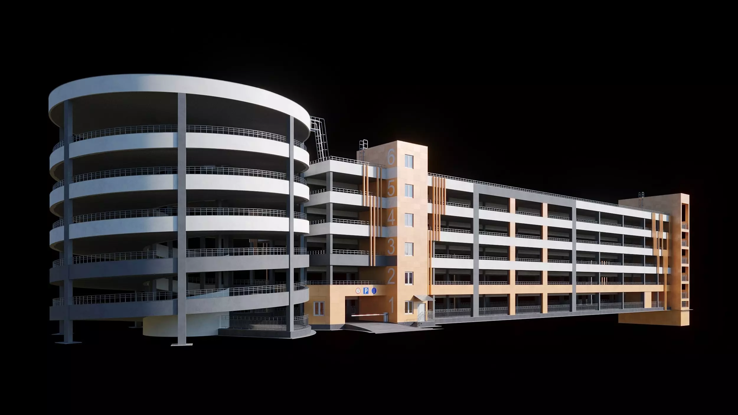 Multistorey car parking building 3D model_0