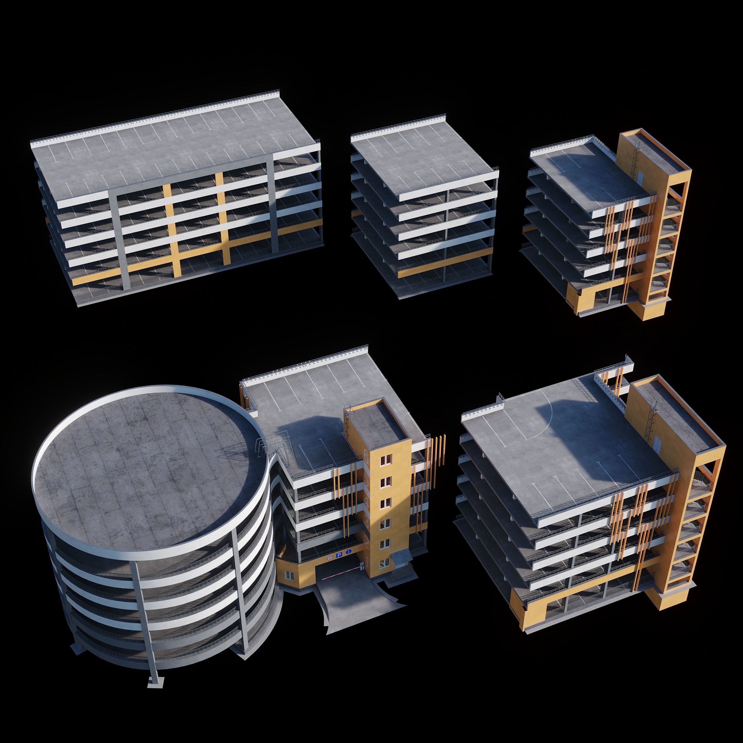 Multistorey car parking building 3D model_10