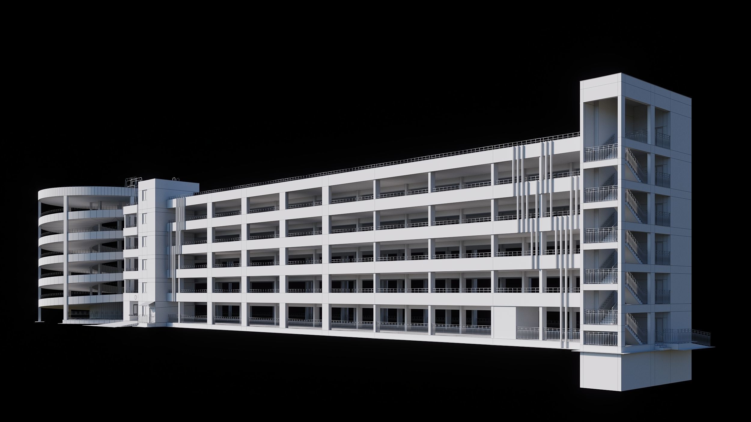 Multistorey car parking building 3D model_3