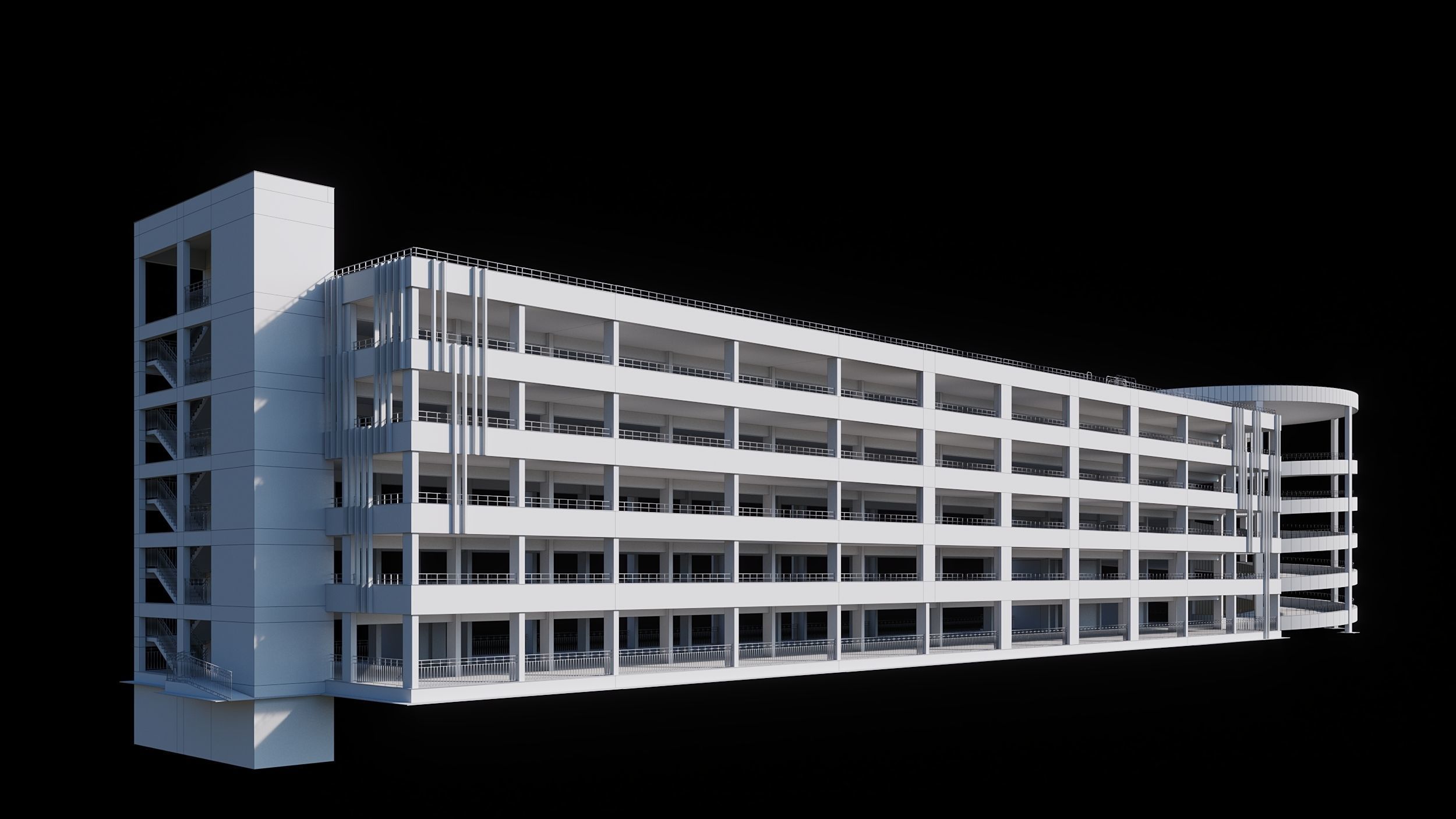 Multistorey car parking building 3D model_7