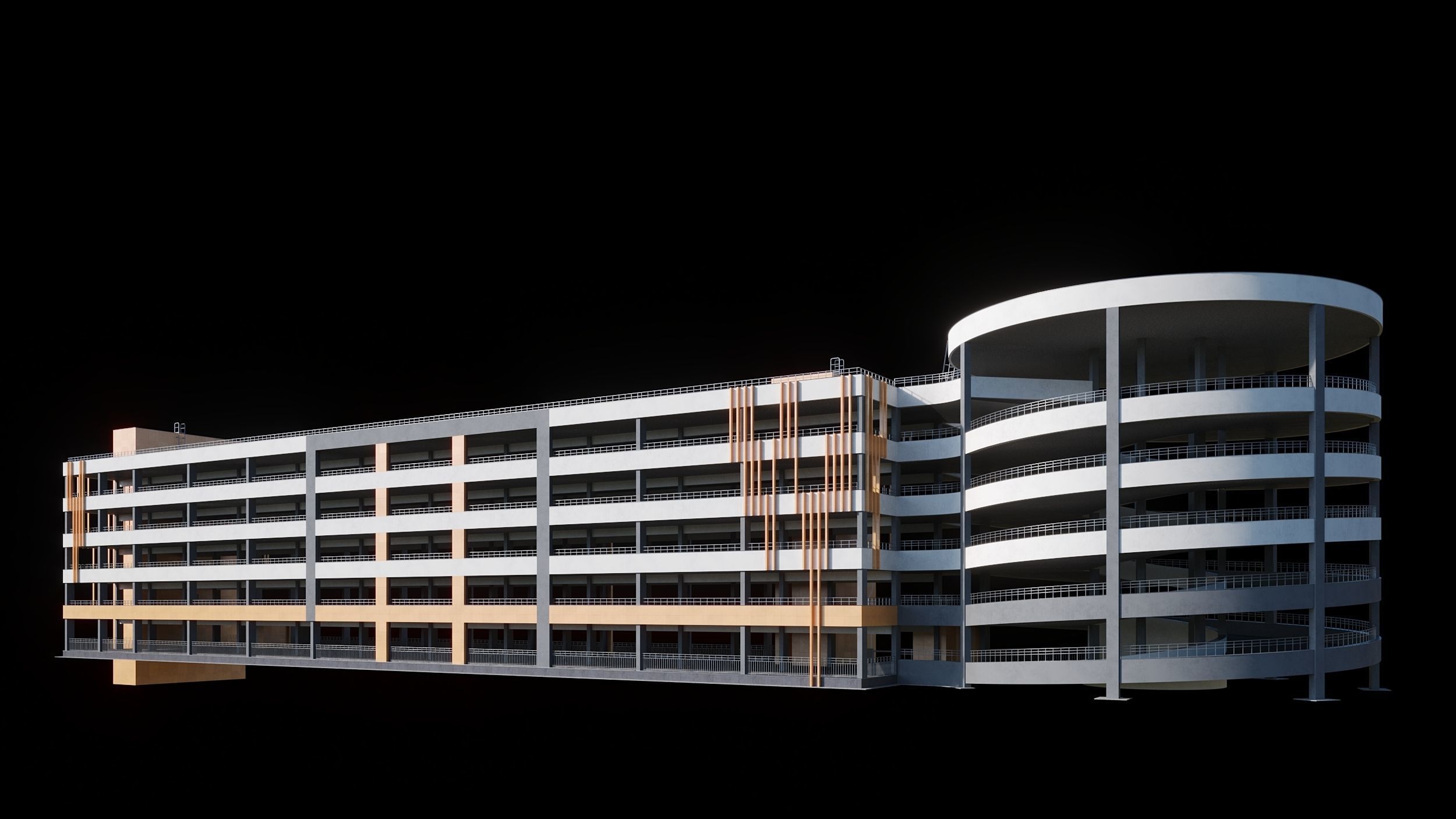 Multistorey car parking building 3D model_4