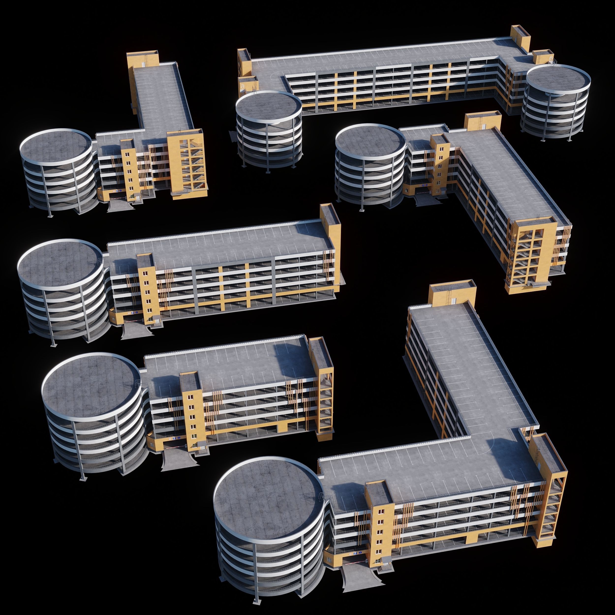 Multistorey car parking building 3D model_11