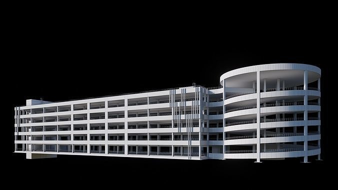 Multistorey car parking building 3D model 6