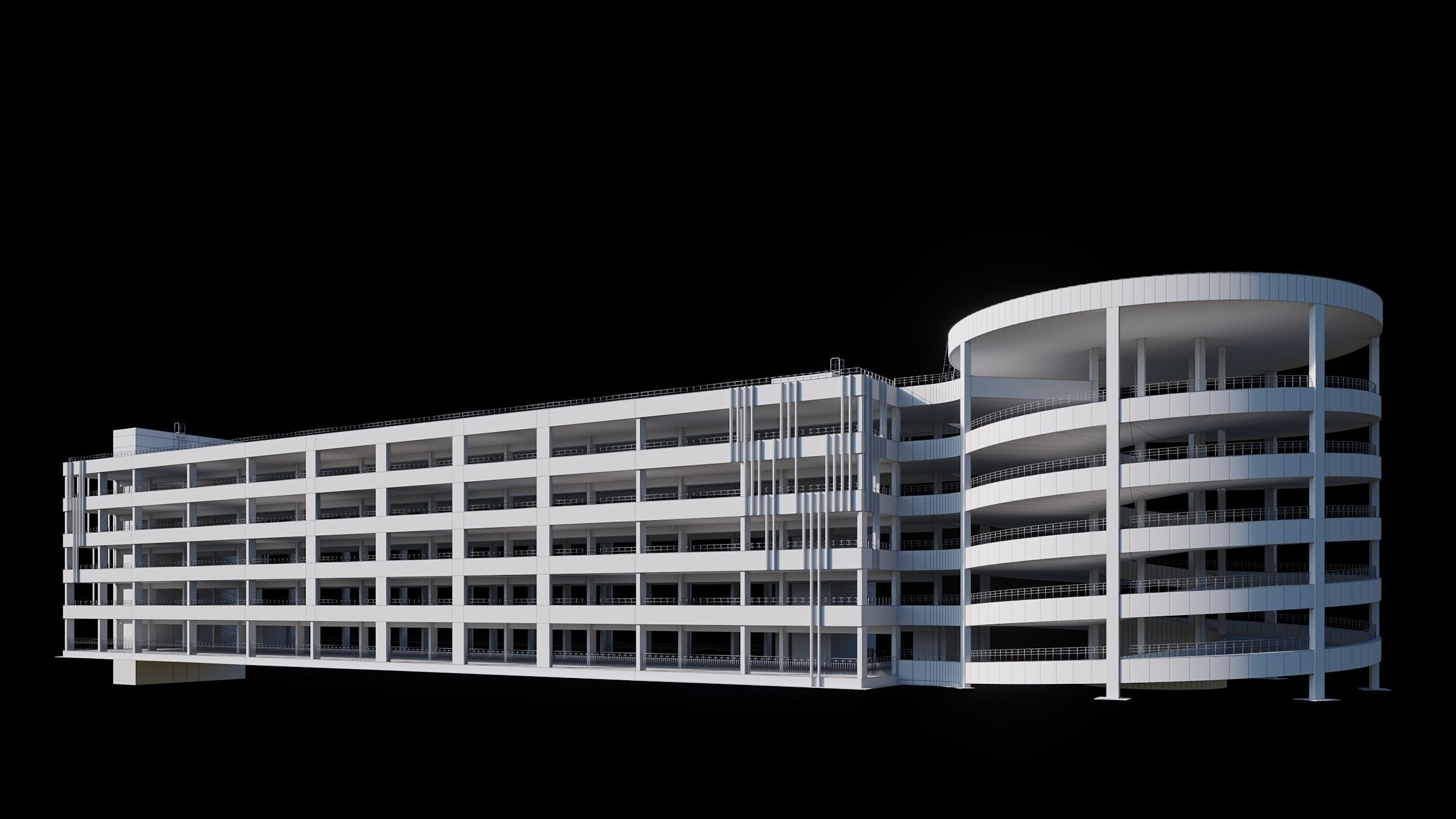Multistorey car parking building 3D model_5