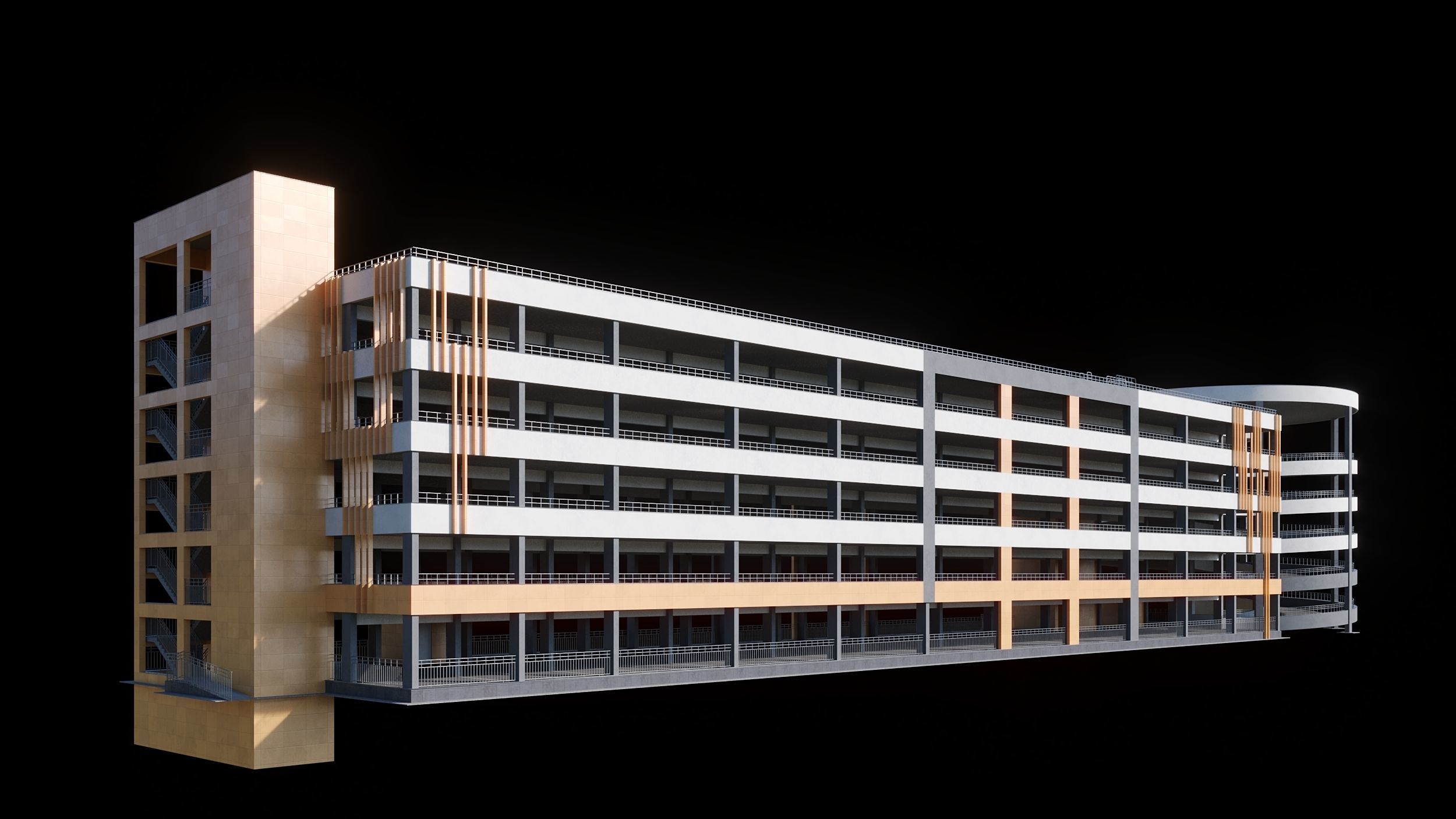 Multistorey car parking building 3D model_6