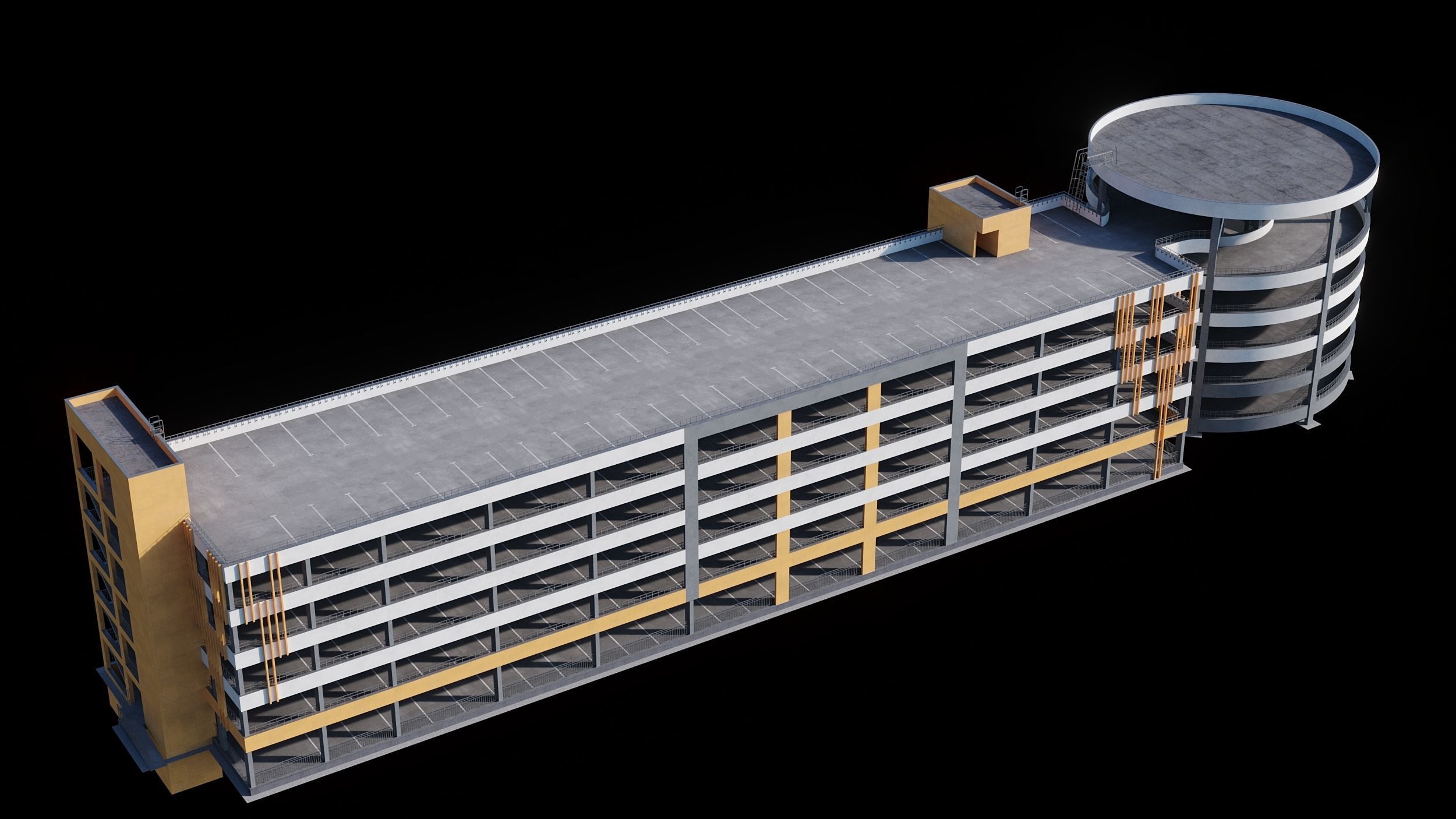 Multistorey car parking building 3D model_9