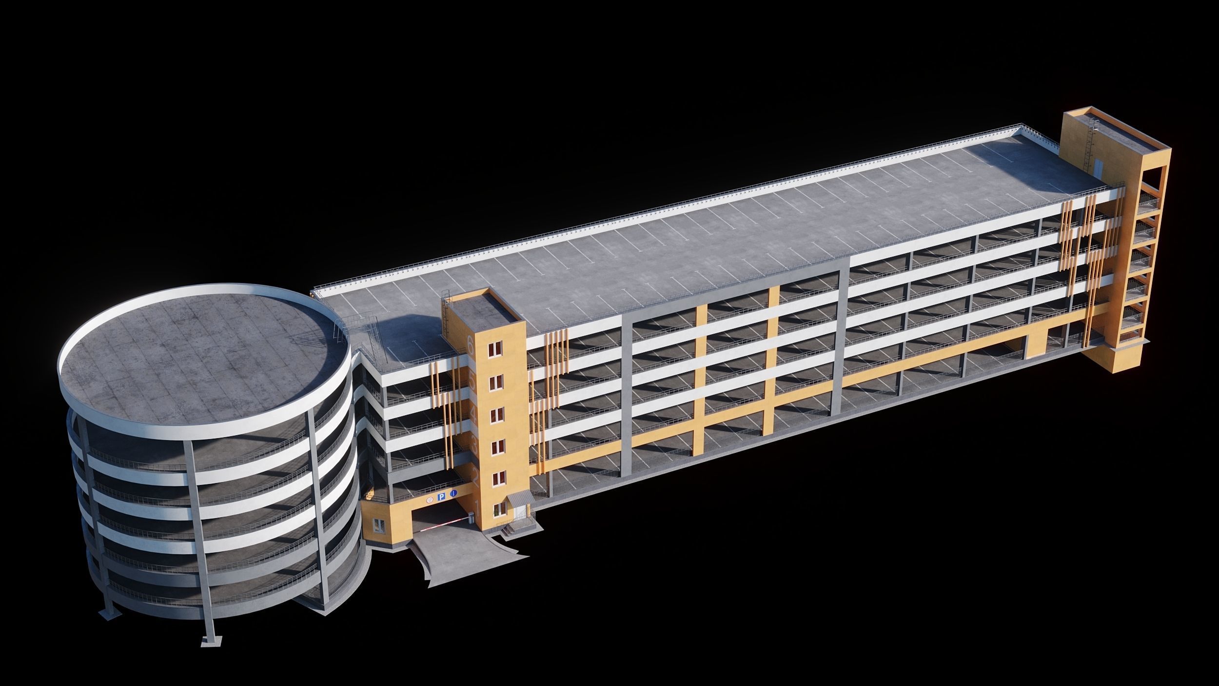 Multistorey car parking building 3D model_8