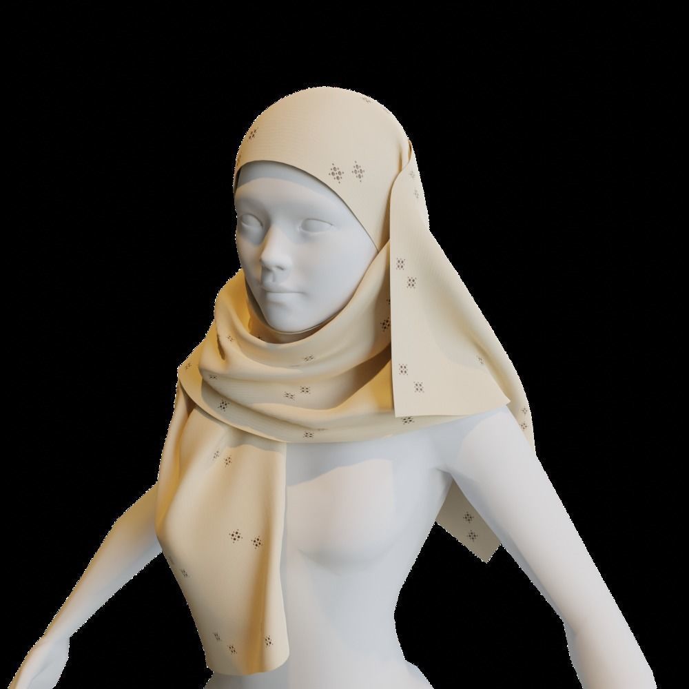 Hijab Shawl 01 Low-poly 3D model_9