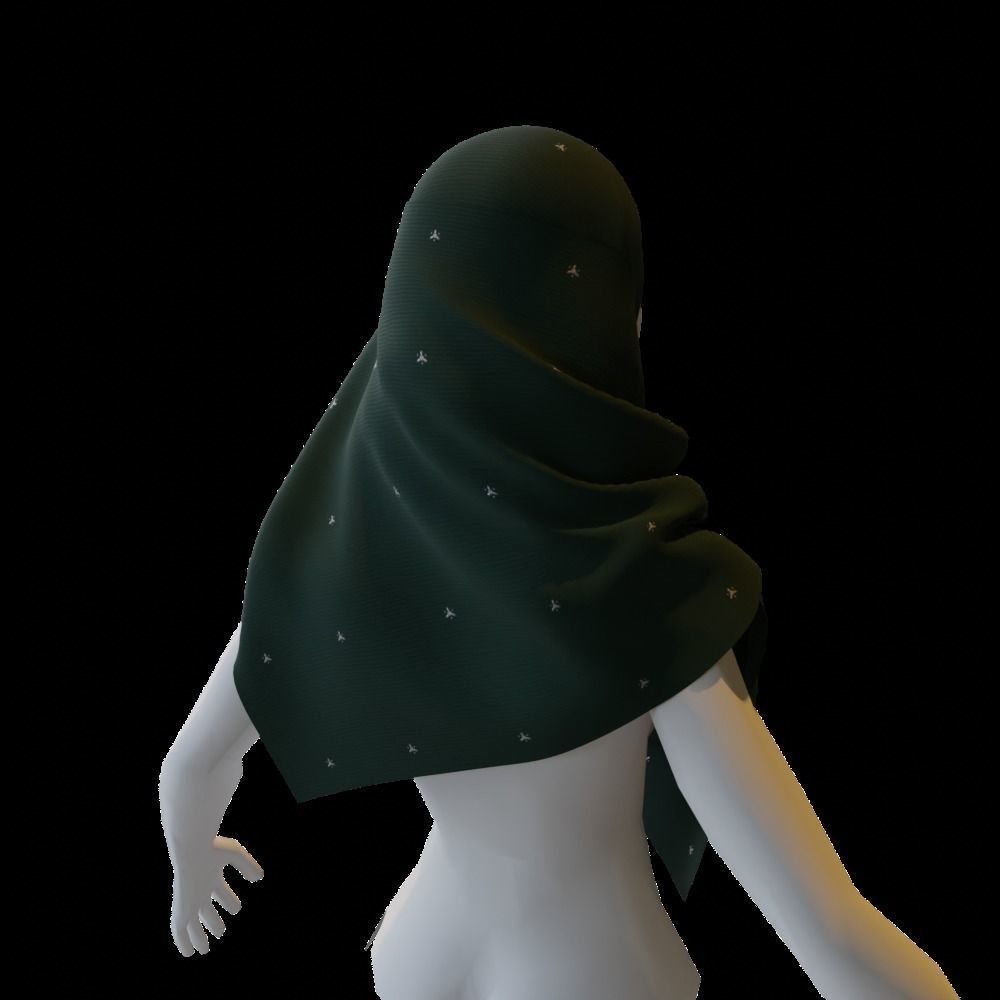 Hijab Shawl 01 Low-poly 3D model_4