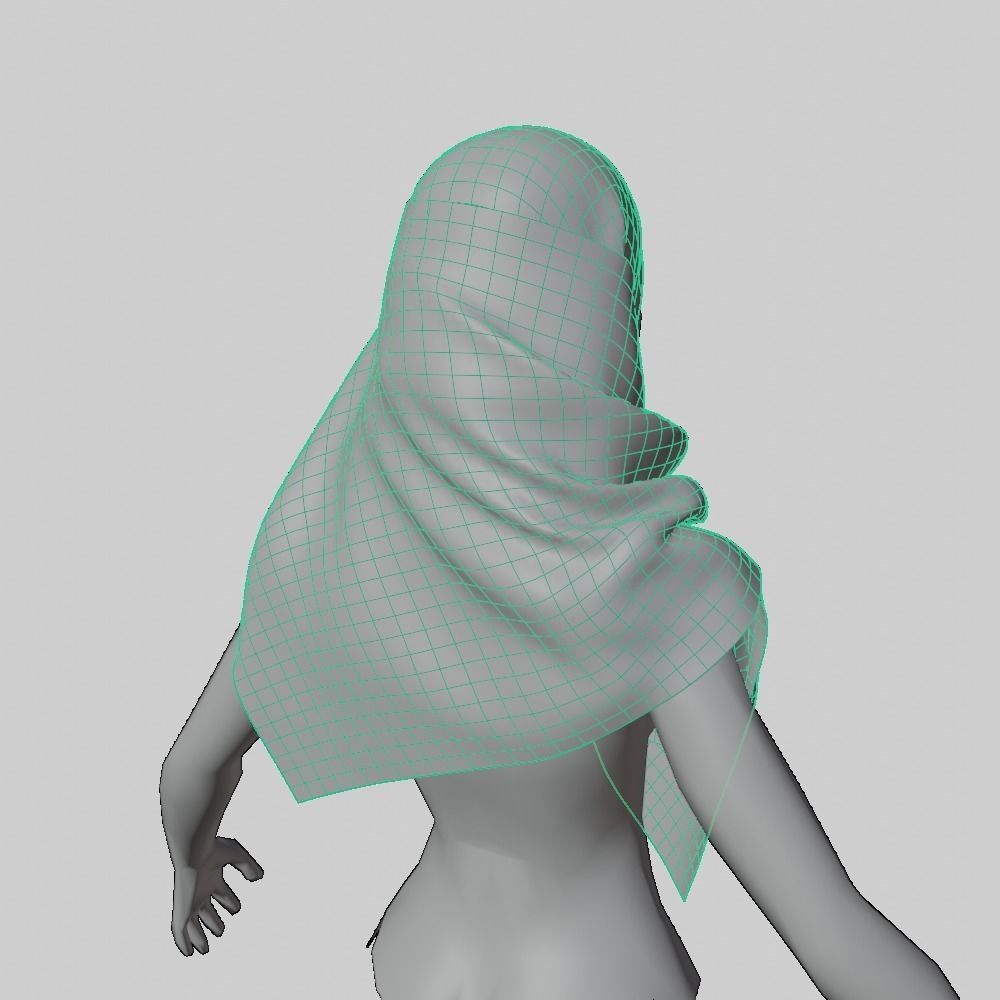 Hijab Shawl 01 Low-poly 3D model_2