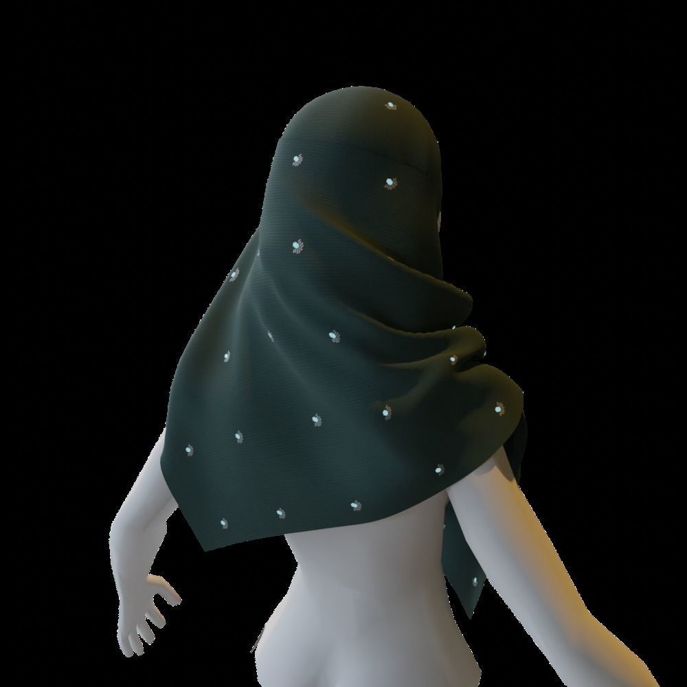 Hijab Shawl 01 Low-poly 3D model_6