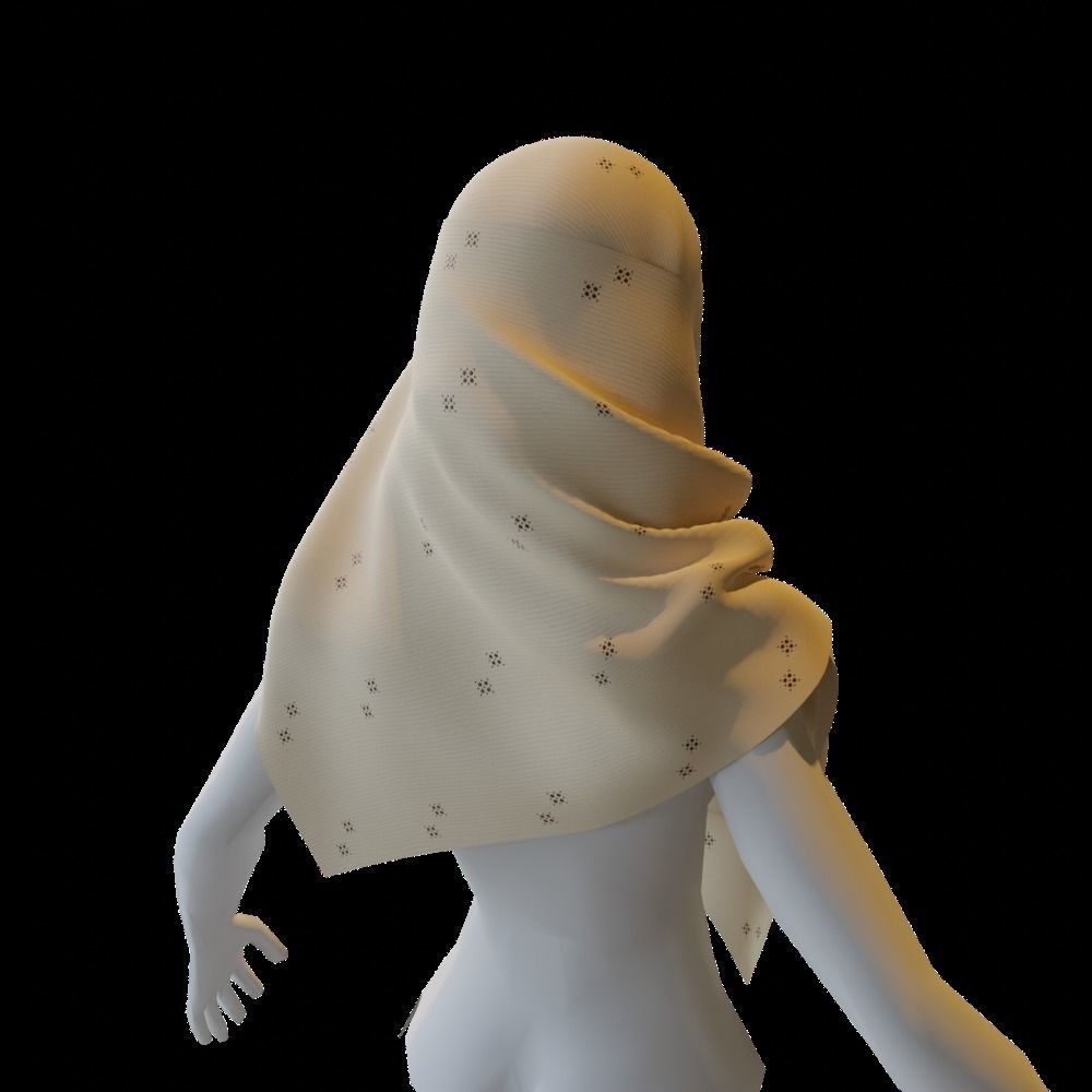 Hijab Shawl 01 Low-poly 3D model_8