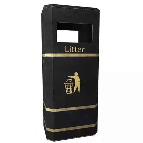 Derby E Slimline Litter Bin Low-poly 3D model