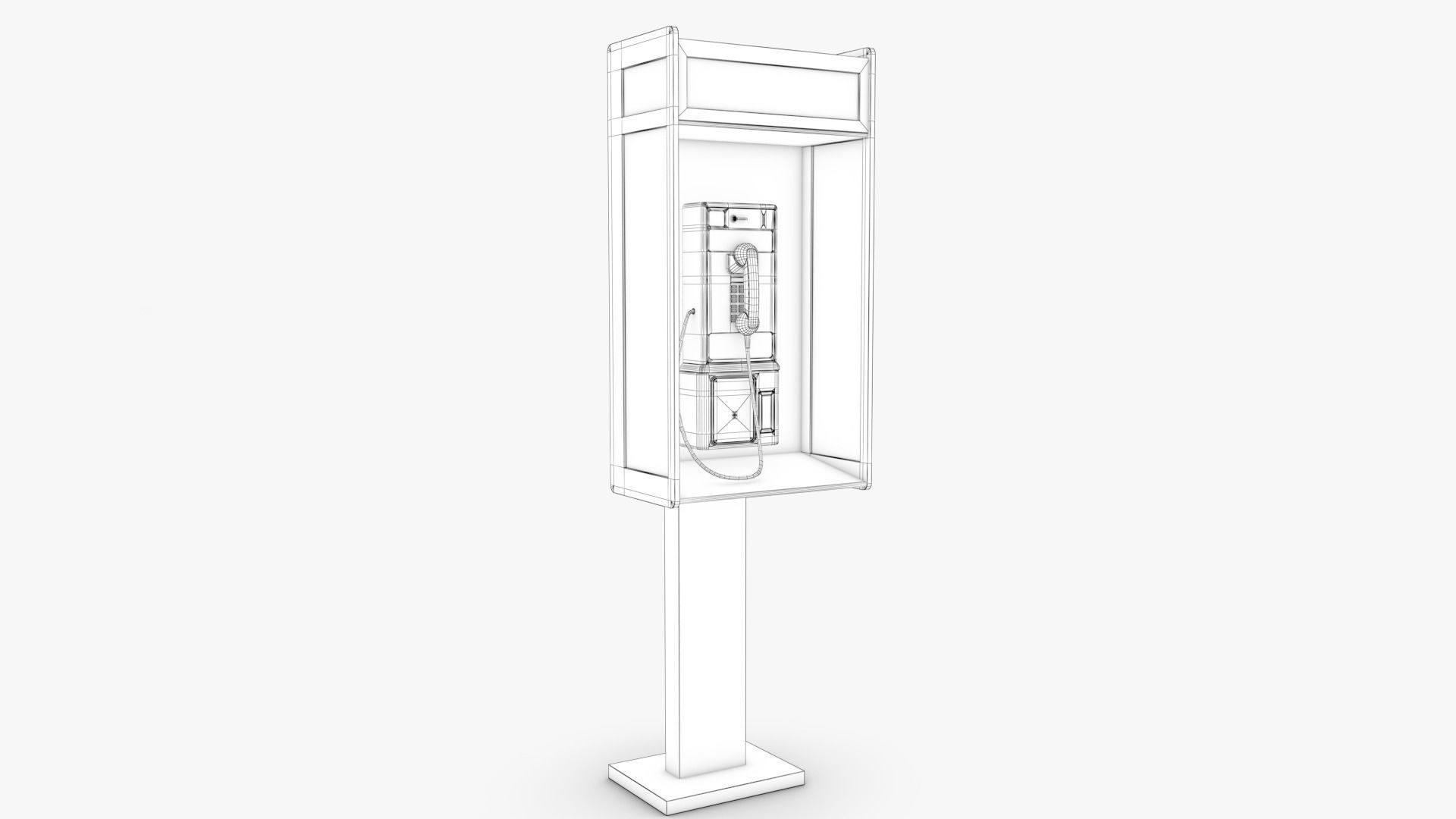 Public Phone Low-poly 3D model_12