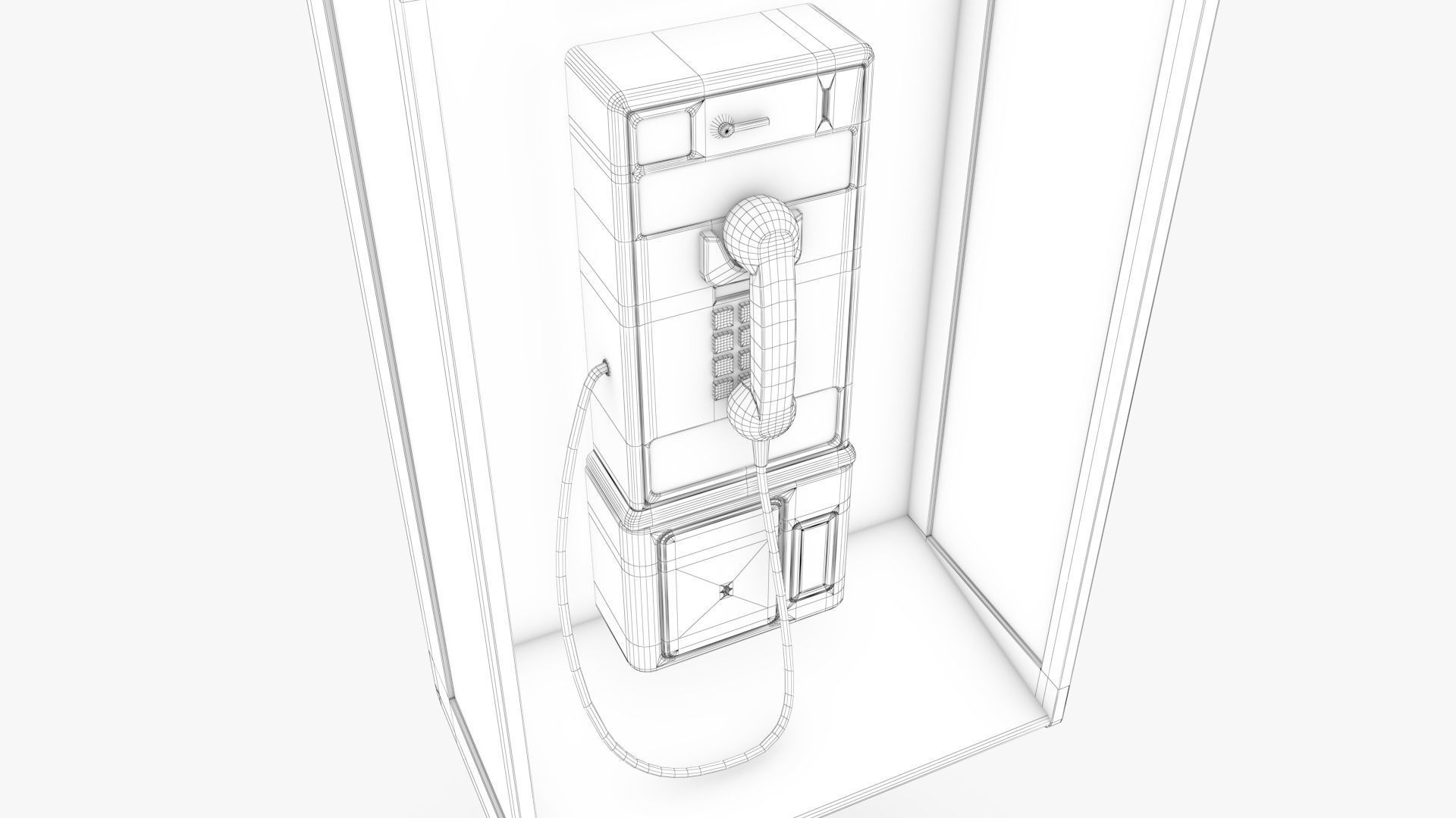 Public Phone Low-poly 3D model_16