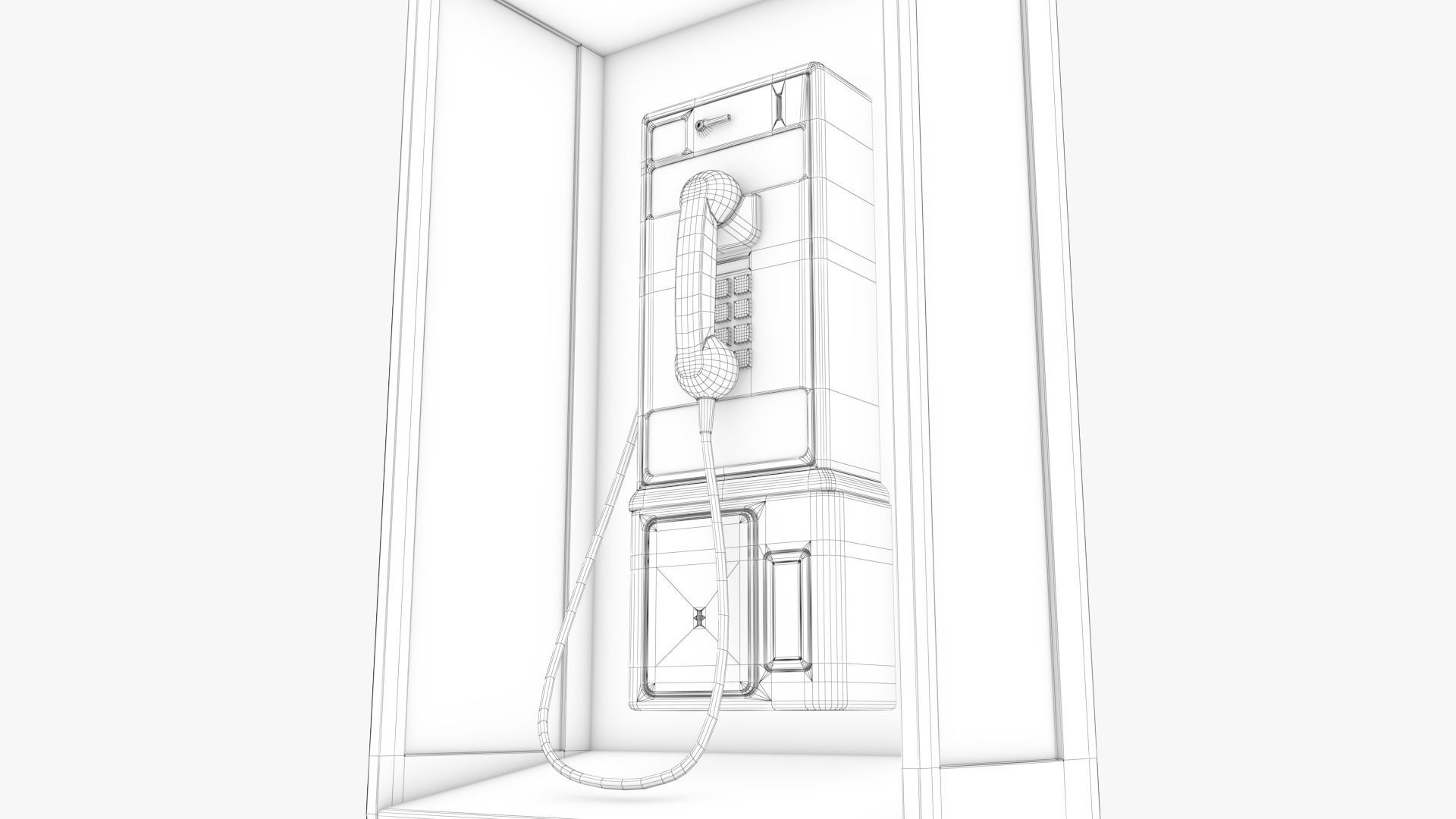 Public Phone Low-poly 3D model_17