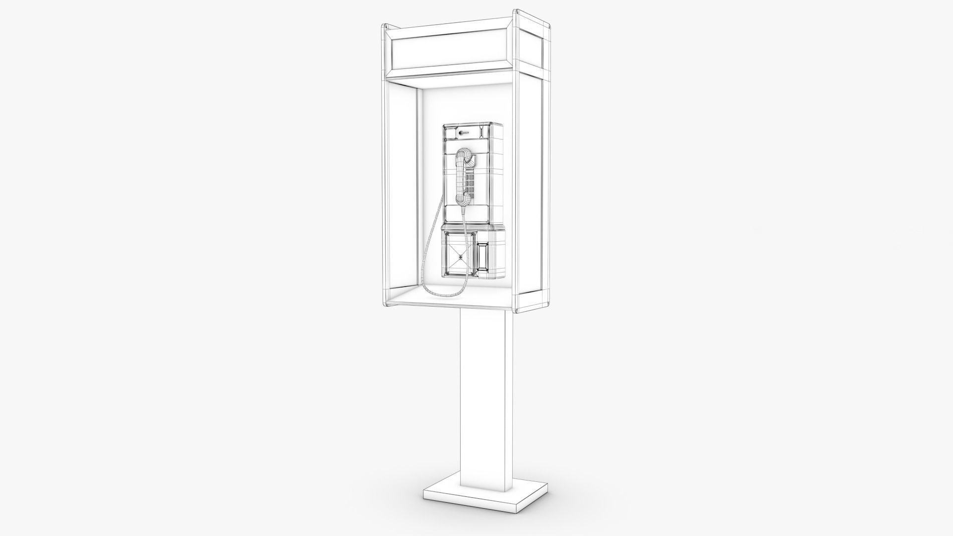 Public Phone Low-poly 3D model_10