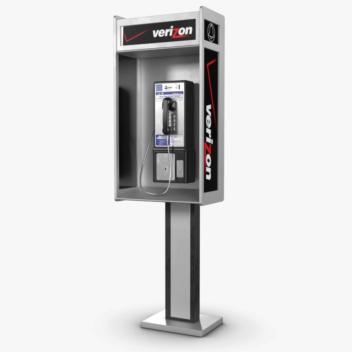 Public Phone Low-poly 3D model_9