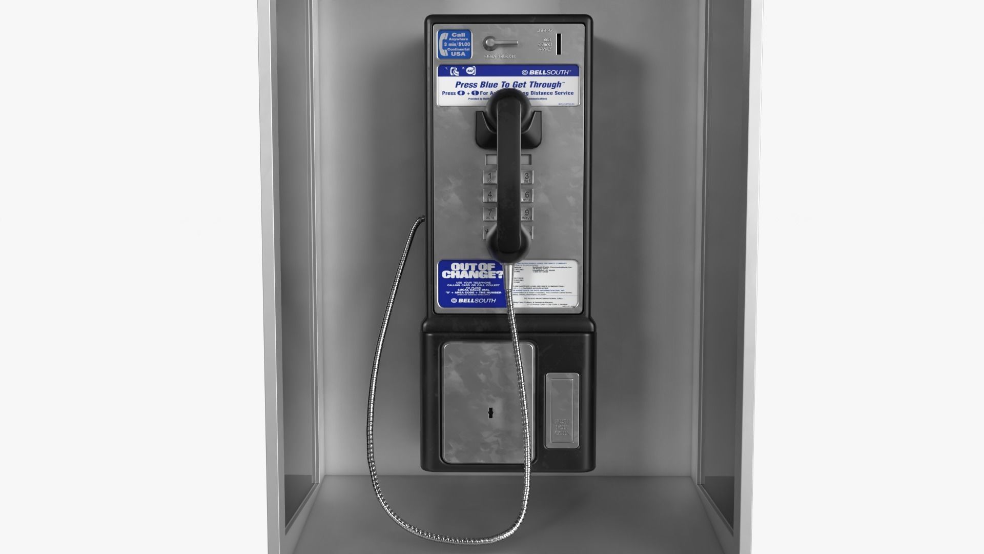 Public Phone Low-poly 3D model_7