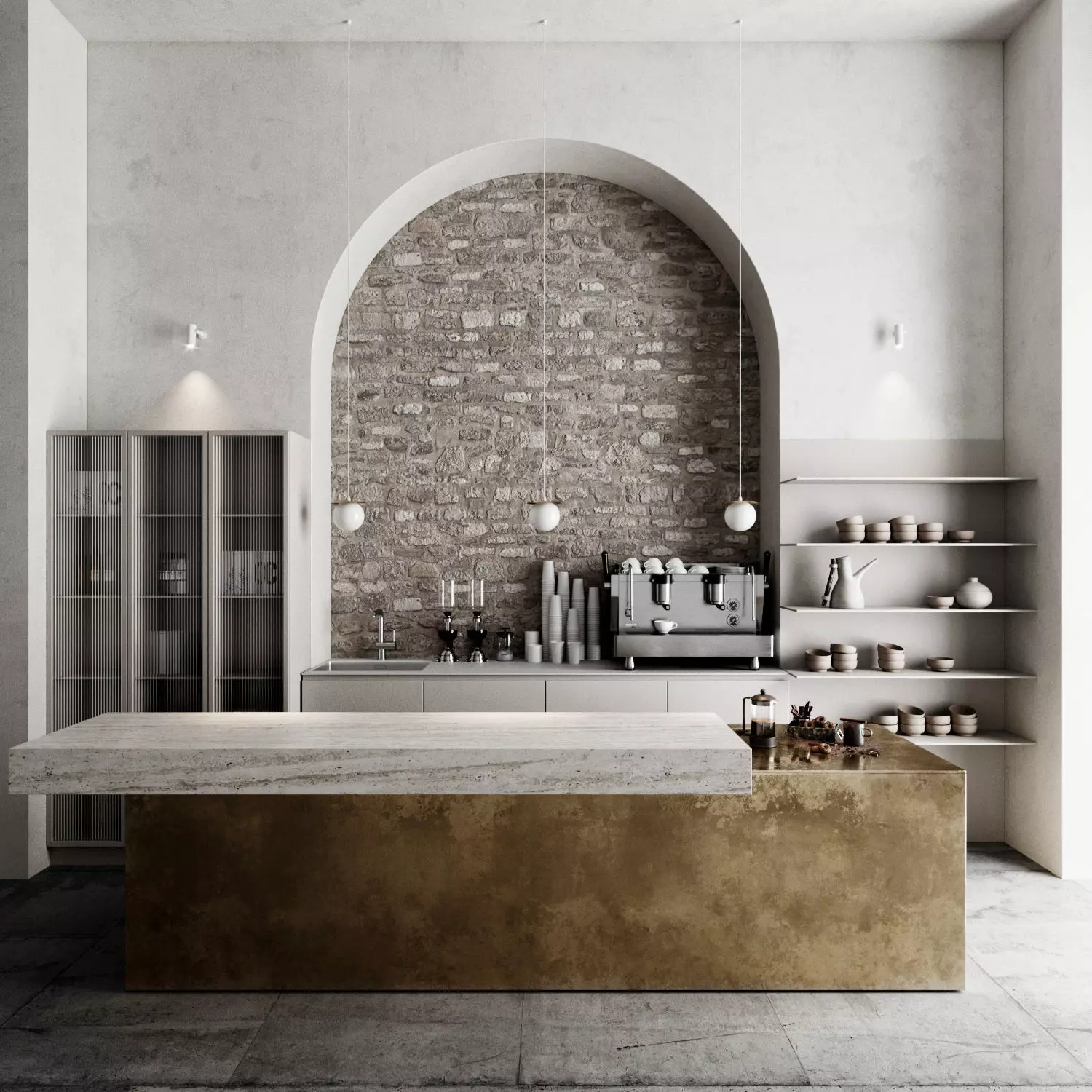 Restaurant coffee shop with arched window 3D model