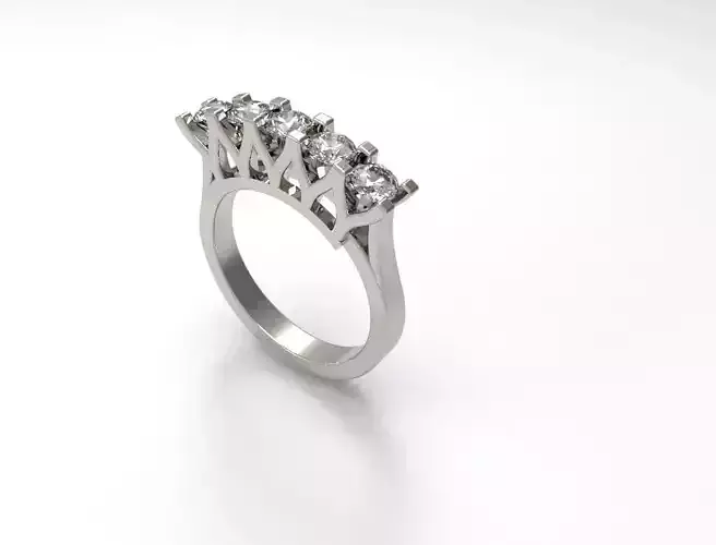  5-Stone Diamond Anniversary Ring 3D print model