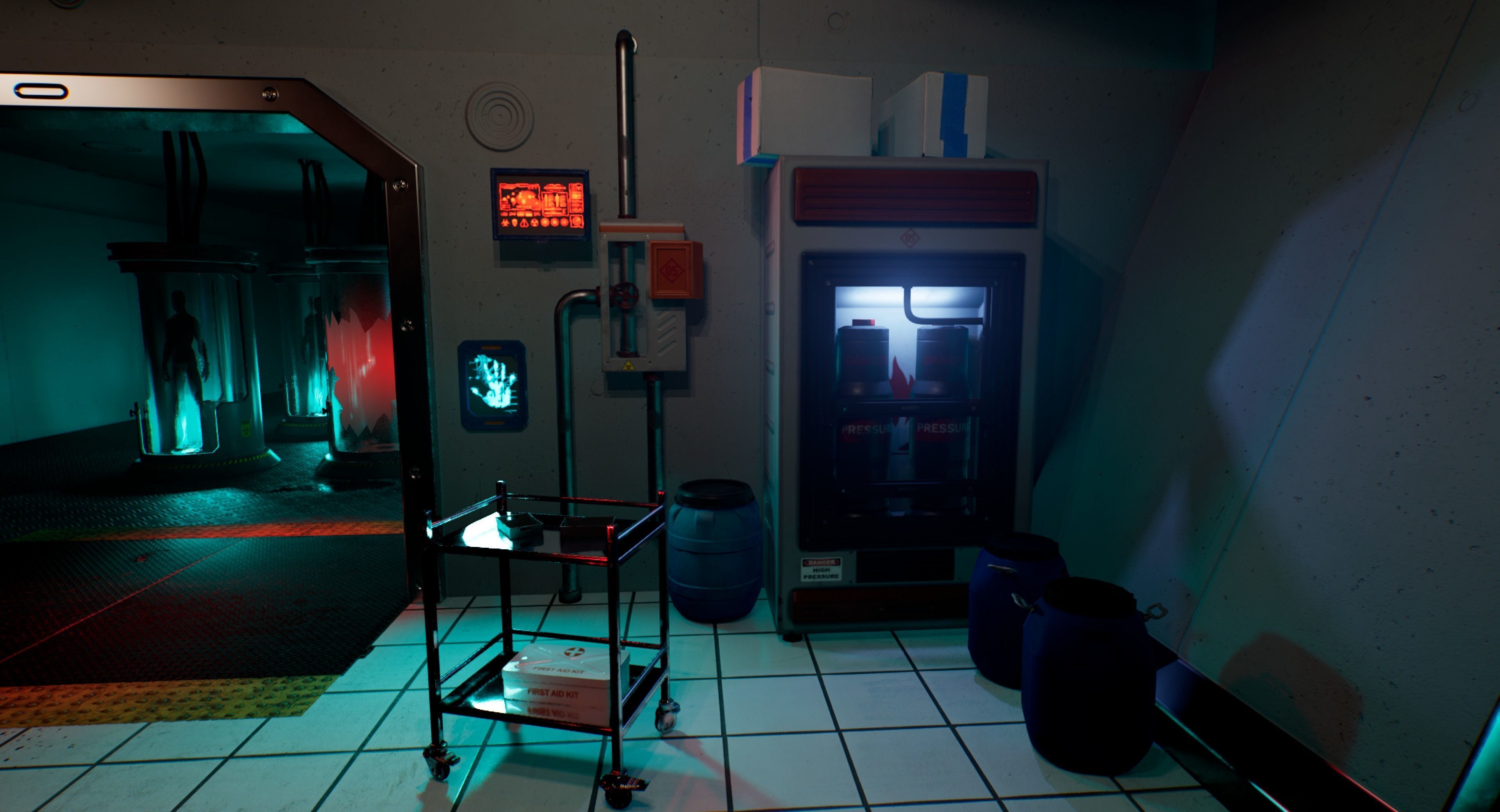 Sci Fi Cylinder storage module Low-poly 3D model_4