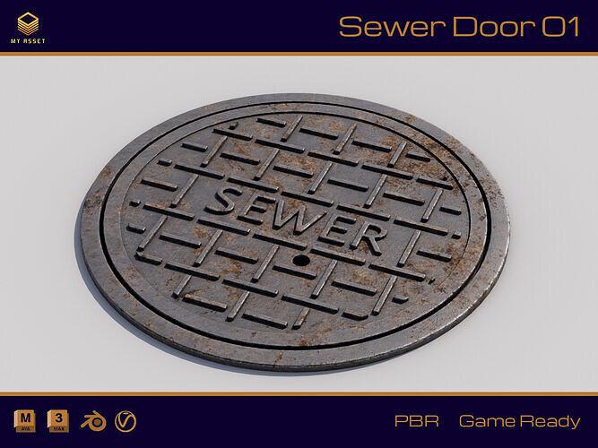 Sewer door 01 Low-poly 3D model