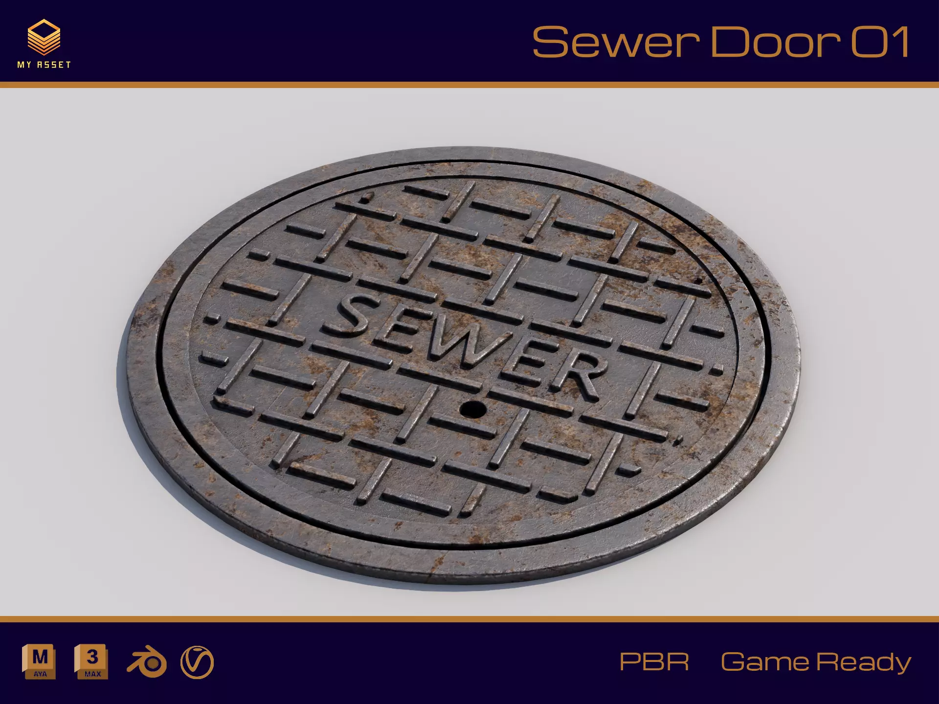 Sewer door 01 Low-poly 3D model_0