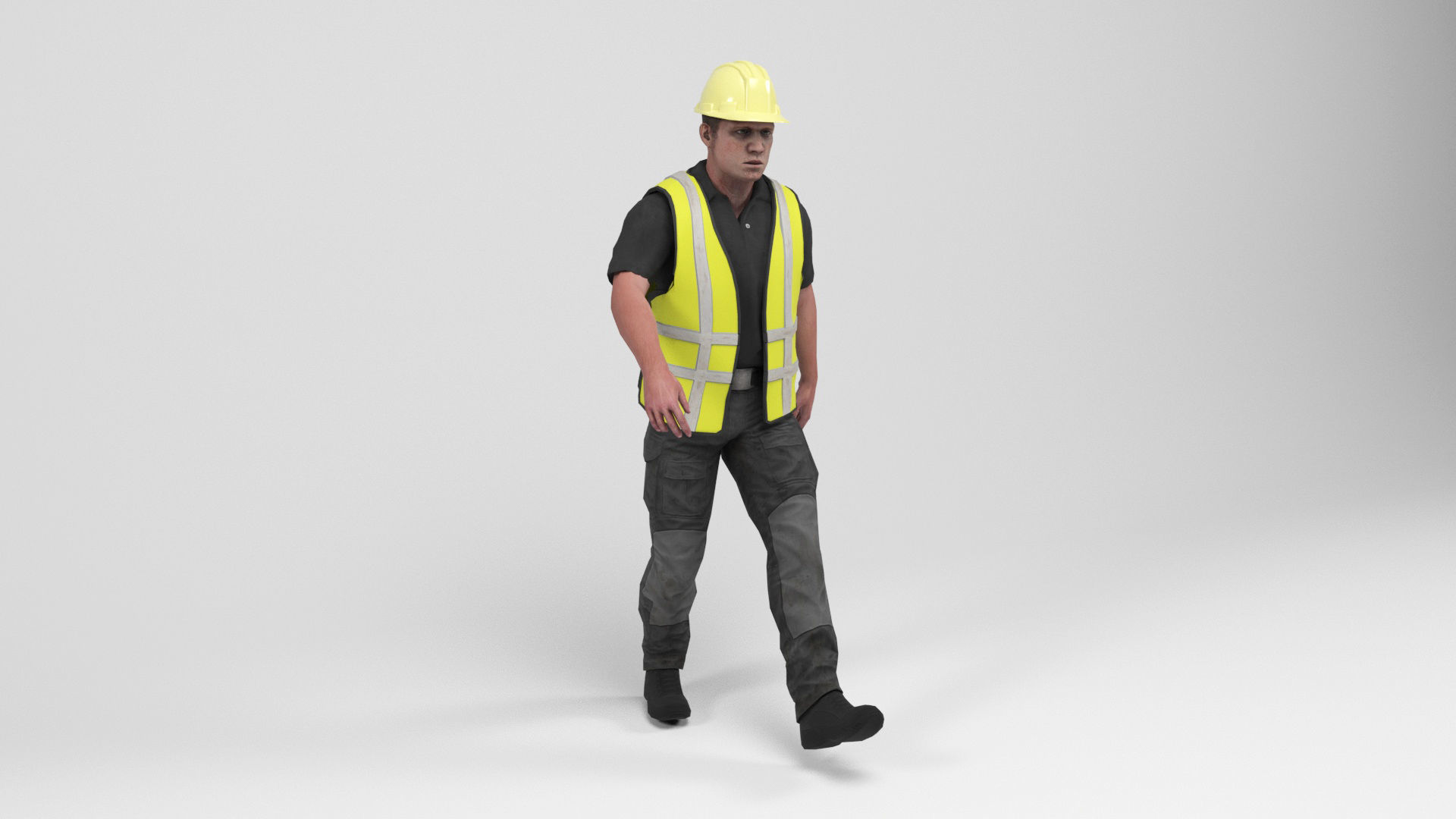 Worker 4 construction wearing vest Low-poly 3D model_8