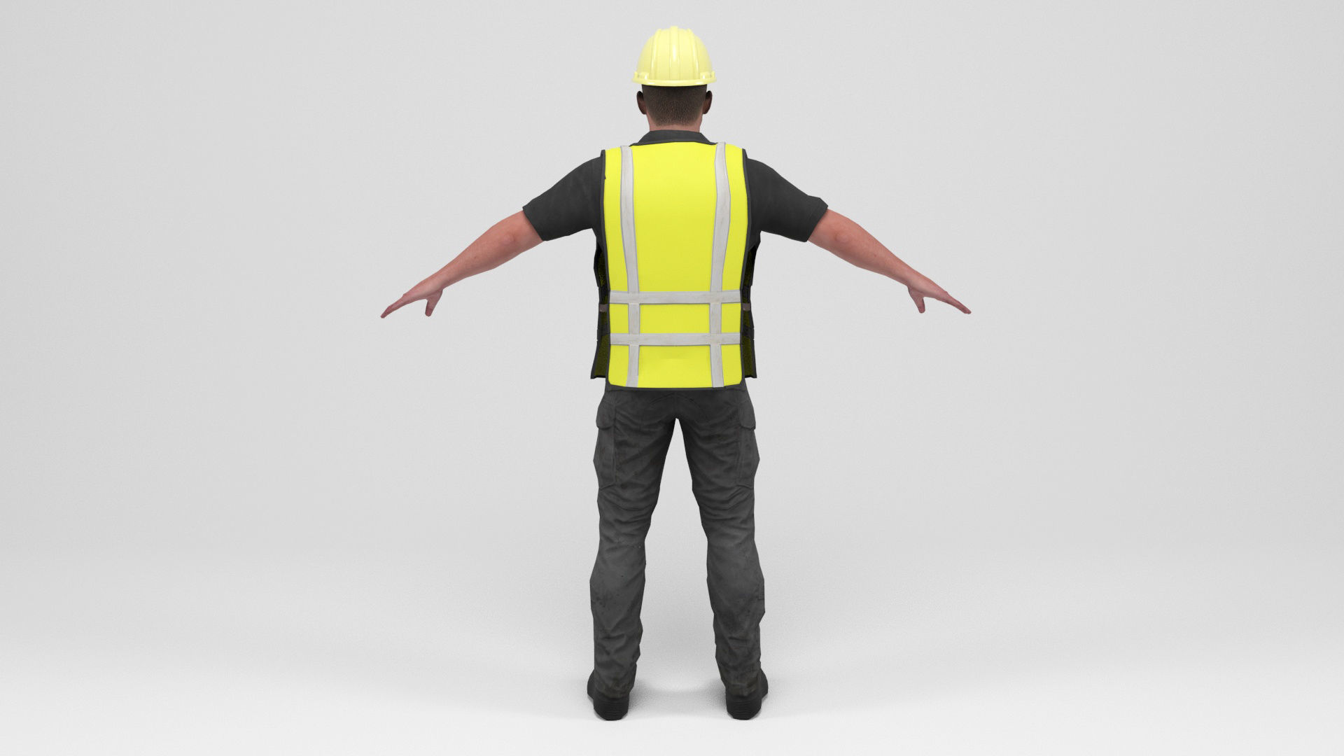 Worker 4 construction wearing vest Low-poly 3D model_4