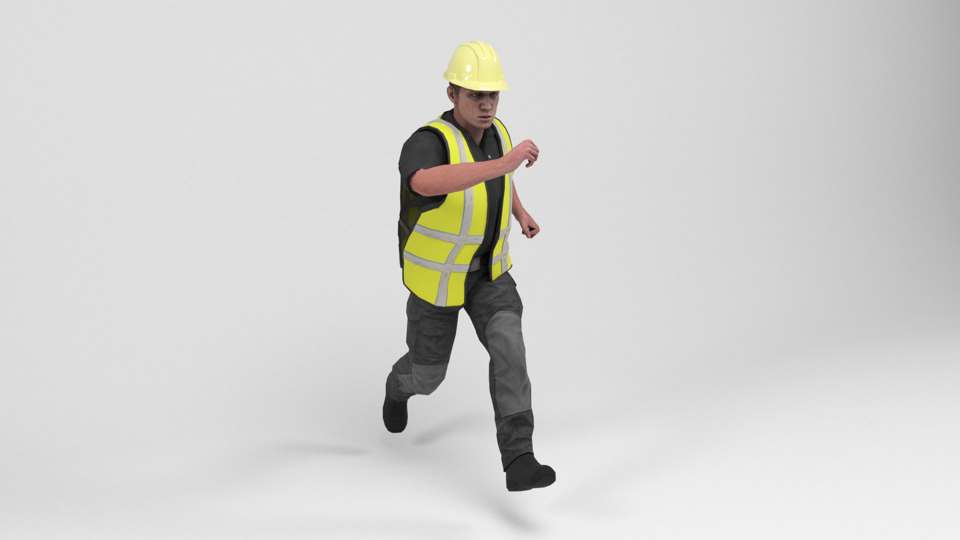 Worker 4 construction wearing vest Low-poly 3D model_10