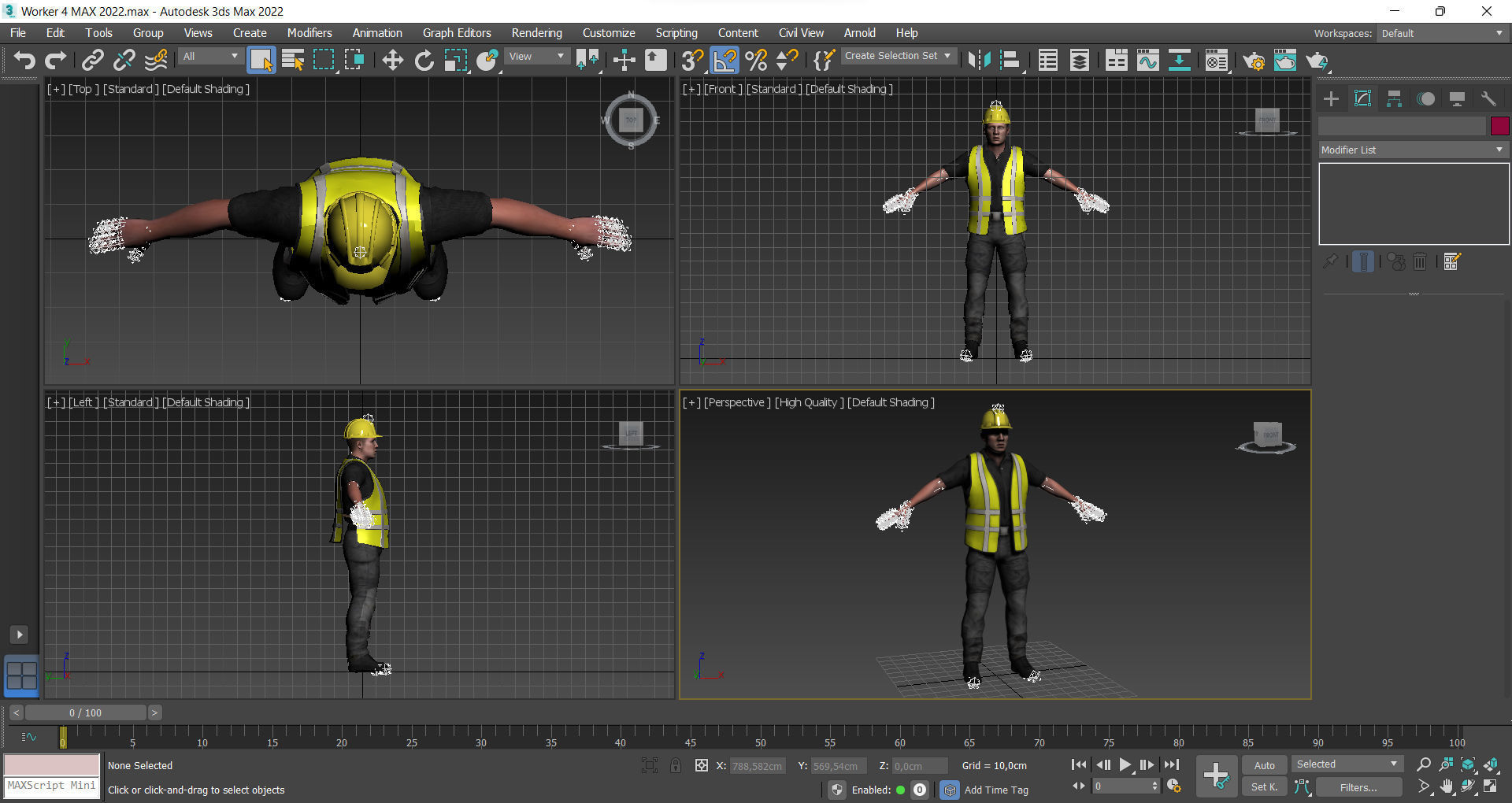 Worker 4 construction wearing vest Low-poly 3D model_12
