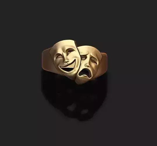 Theater Comedy and Tragedy masks ring 3D print model