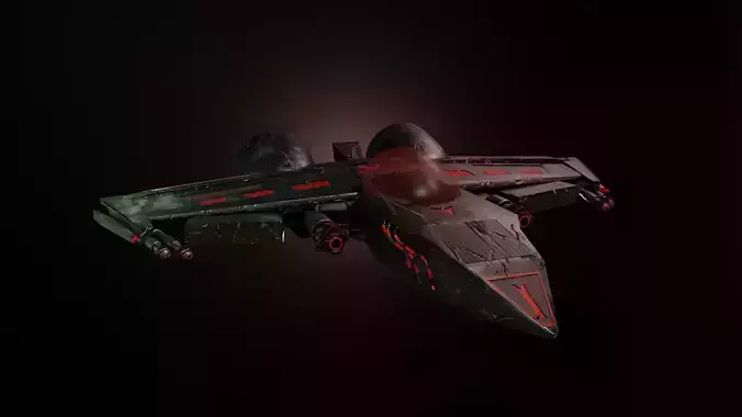 Spaceship damaged scratched  Free low-poly 3D model